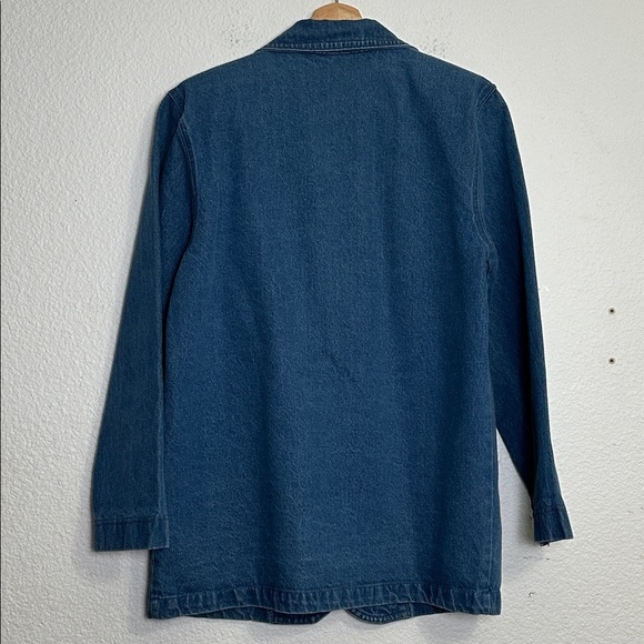Oversized Blue Denim Blazer Jacket Women’s Small Padded Shoulders Vintage 90s - Picture 11 of 11